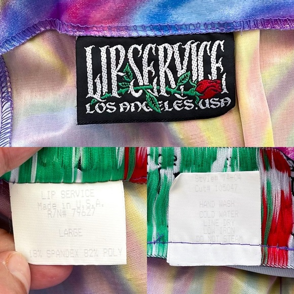 Lip Service Vintage Psychedelic Midi Dress Sleeveless Slit Rainbow Large EUC - Picture 4 of 8